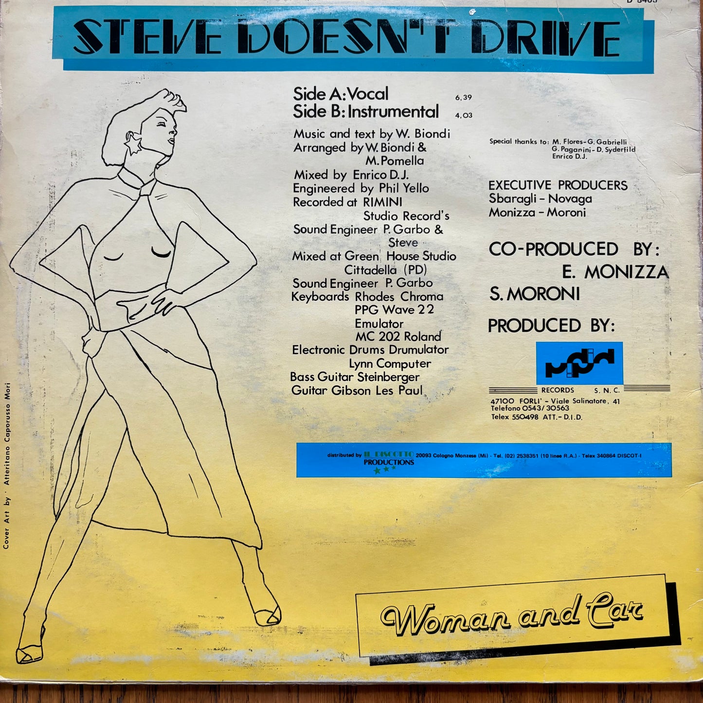 Steve Doesn't Drive - Woman And Car (12", 45 RPM - Italy)