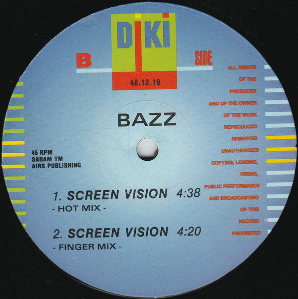 Bazz – Screen Vision (12", Belgium - 1990)