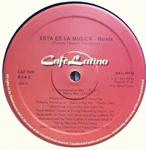 Cafe Latino – Esta Es La Musica (Remix) (12", Italy - 1993)