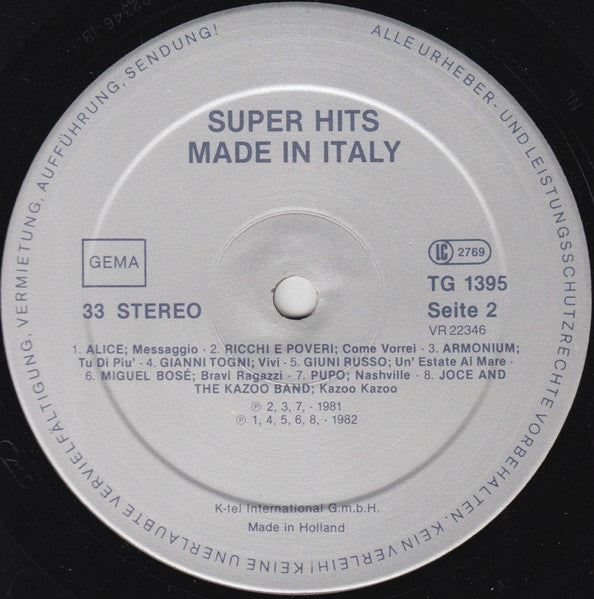 Various – Die Neuen Super-Hits - Made In Italy (LP, Compilation, Germany - 1982)