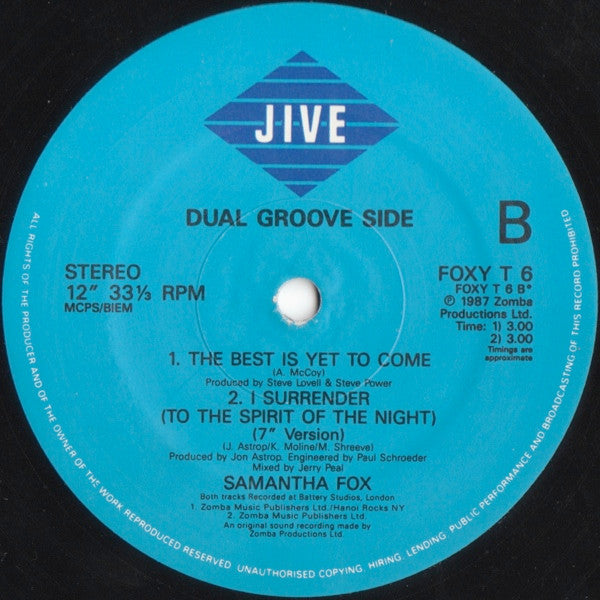 Samantha Fox – I Surrender (To The Spirit Of The Night) (12", UK - 1987)