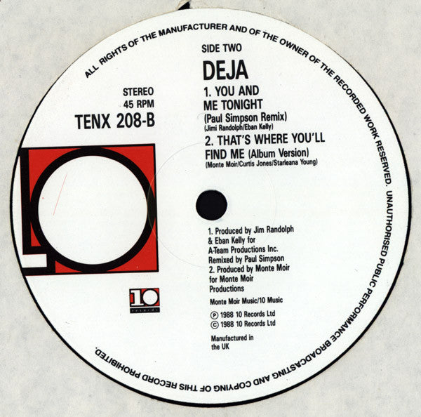 Déjà – That's Where You'll Find Me (12", UK - 1988)