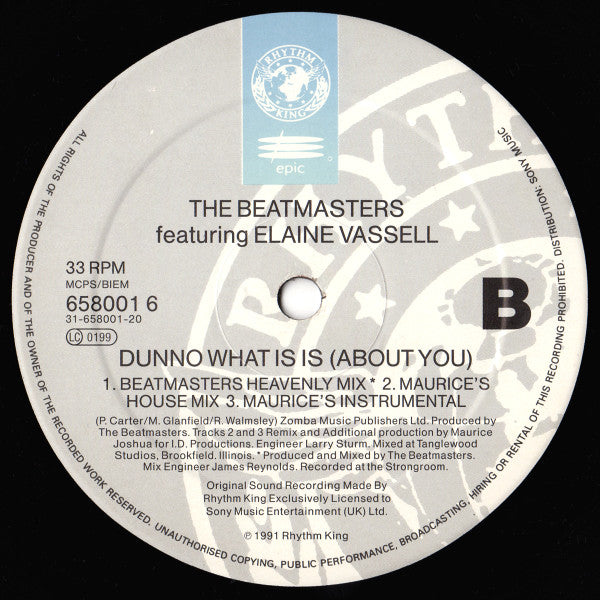 The Beatmasters, Elaine Vassell – Dunno What It Is (About You) (12", UK - 1992)