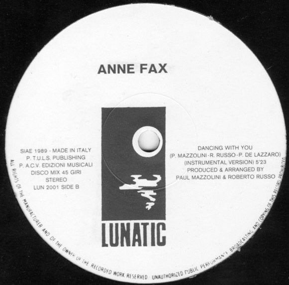Anne Fax – Dancing With You (12", Italy - 1989)