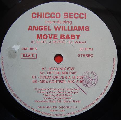 Chicco Secci, Angel Williams – Move Baby (12", Italy - 1994)