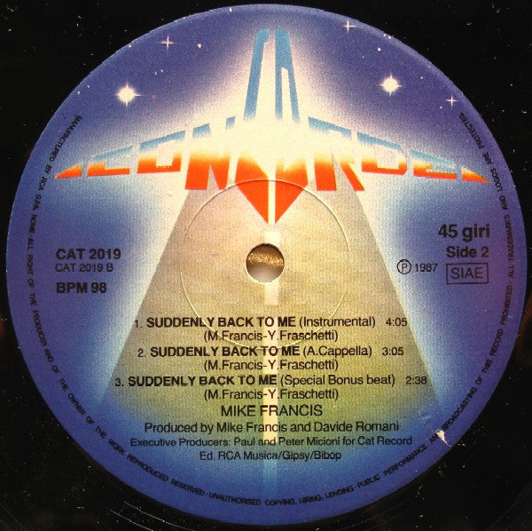 Mike Francis – Suddenly Back To Me (12", Italy - 1987)