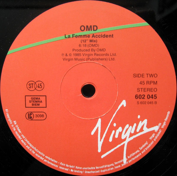Orchestral Manoeuvres In The Dark – La Femme Accident (12", Europe - 1985)