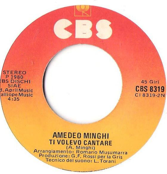 Amedeo Minghi – Sicuramente Tu (7", Italy - 1980)