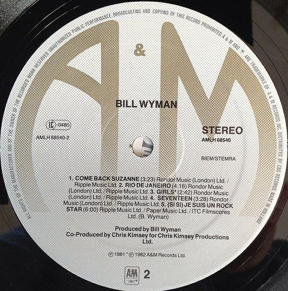 Bill Wyman – Bill Wyman (LP, Album, Europe - 1982)