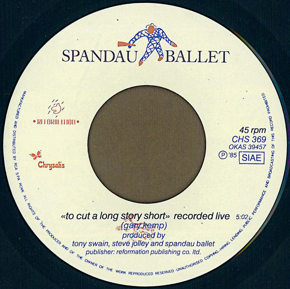 Spandau Ballet – I'll Fly For You (7", Italy - 1985)