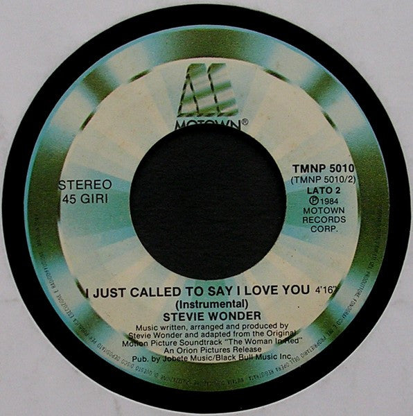 Stevie Wonder – I Just Called To Say I Love You (7", Italy - 1984)