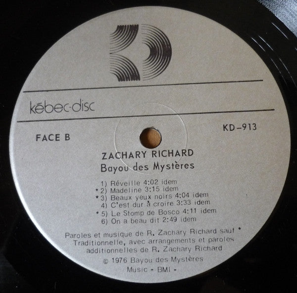 Zachary Richard – Bayou Des Mystères (LP, Album, Reissue, Canada - 1976)