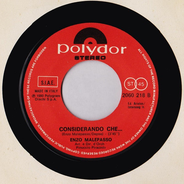 Enzo Malepasso – Ti Voglio Bene / Considerando Che... (7", Italy - 1980)