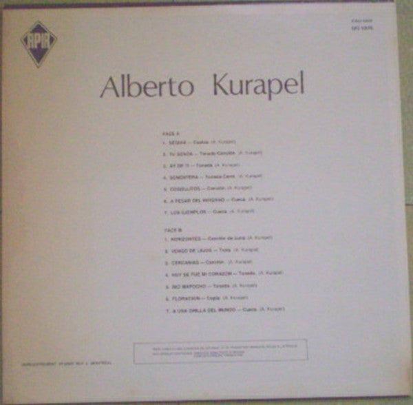 Alberto Kurapel – Amanecerá La Siembra (LP, Album, Canada - 1976)