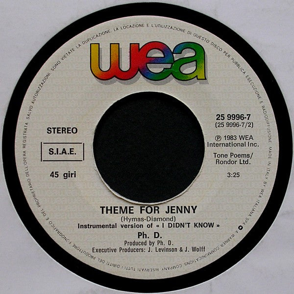 Ph.D. – I Didn't Know (7", Italy - 1983)