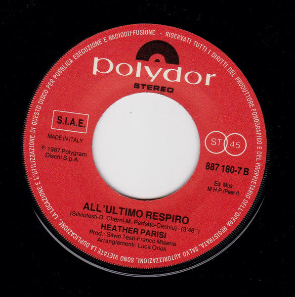 Heather Parisi – Dolceamaro (7", Italy - 1987)