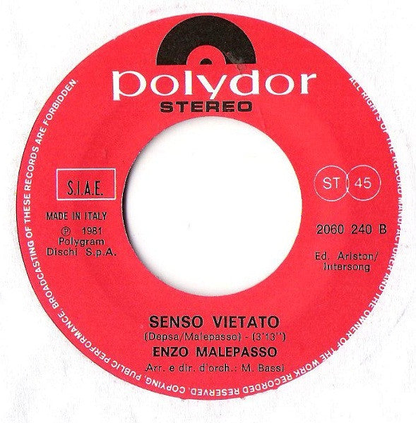Enzo Malepasso – Amore Mio (7", Italy - 1981)