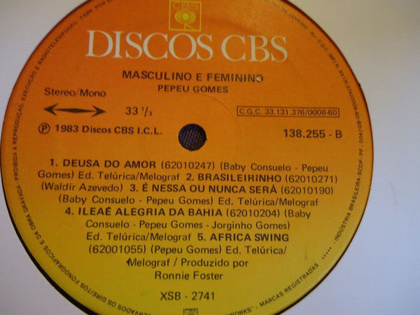Pepeu Gomes – Masculino E Feminino (LP, Album, Brazil - 1983)