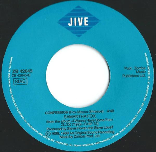 Samantha Fox – I Only Wanna Be With You (7", Italy - 1989)