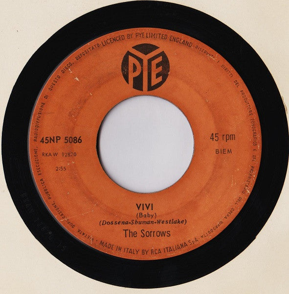 The Sorrows – Mi Si Spezza Il Cuore (Versione Italiana Di Take A Heart) (7", Italy - 1966)