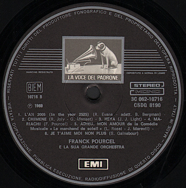 Franck Pourcel Et Son Grand Orchestre – Un'Orchestra Nella Sera N. 14 (LP, Italy)