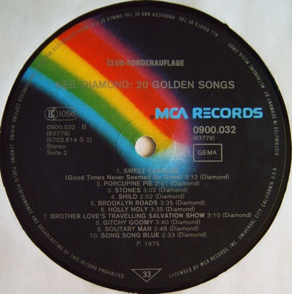 Neil Diamond – 20 Golden Songs (LP, Reissue, Compilation, Germany - 1977)