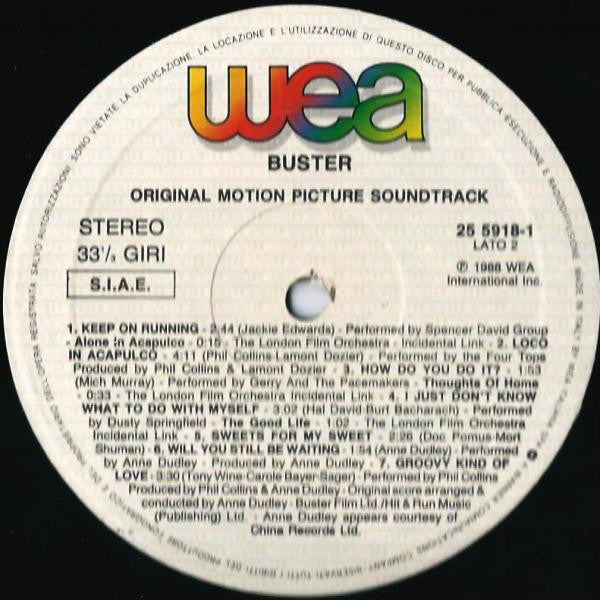 Various – Buster (Original Motion Picture Soundtrack) (LP, Compilation, Italy - 1988)