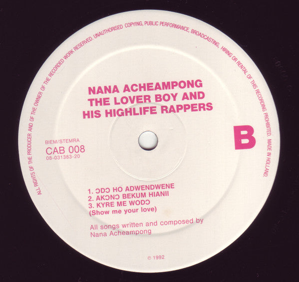 Nana Acheampong – The Lover Boy And His Highlife Rappers (LP, Album, Netherlands - 1992)