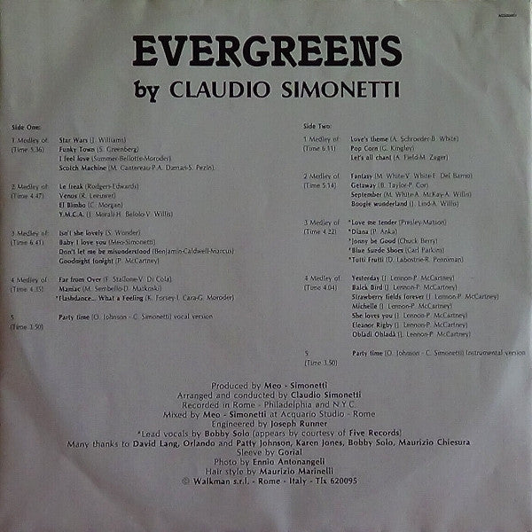 Claudio Simonetti – Evergreens (LP, Italy - 1988)