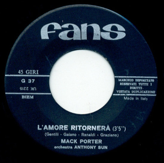 Mack Porter – Dove Sei Felicità (7", Italy - 1969)