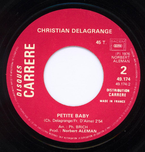 Christian Delagrange – L'important C'est Toi Et Moi (7", France - 1976)