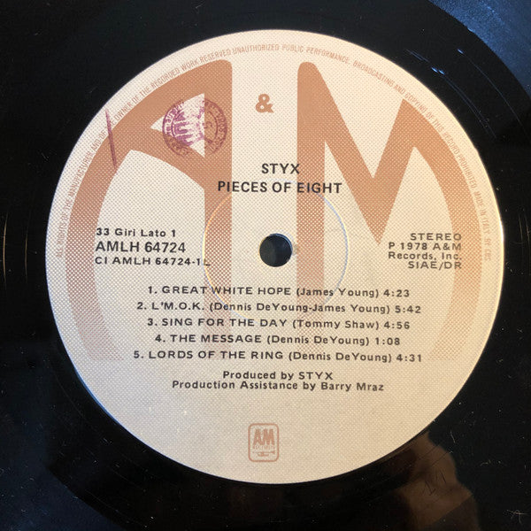 Styx – Pieces Of Eight (LP, Album, Italy - 1978)