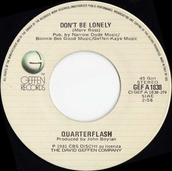 Quarterflash – Harden My Heart (7", Italy - 1982)