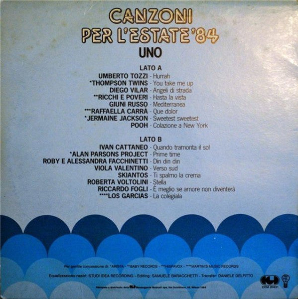 Various – Canzoni Per L'Estate ’84 Uno (LP, Compilation, Italy - 1984)