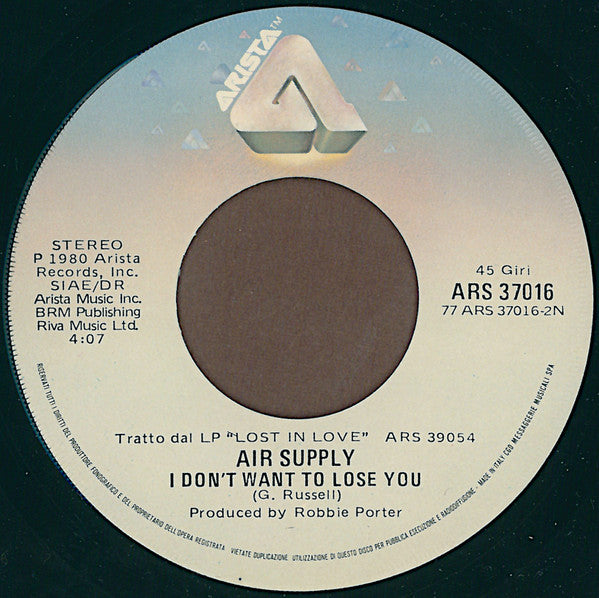 Air Supply – Lost In Love (7", Italy - 1980)