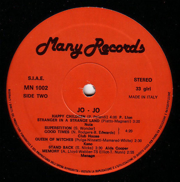 Various – Jo-Jo (LP, Compilation, Italy - 1984)