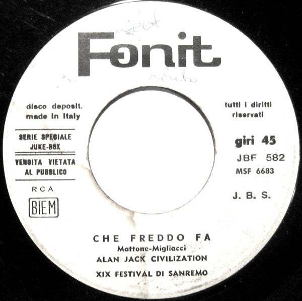 Alan Jack Civilization – Se Tu Ragazzo Mio (7", Italy - 1969)