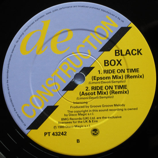 Black Box – Ride On Time (Remix) (12", UK & Ireland - 1989)