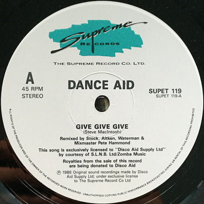 Dance Aid – Give Give Give (12", UK - 1987)