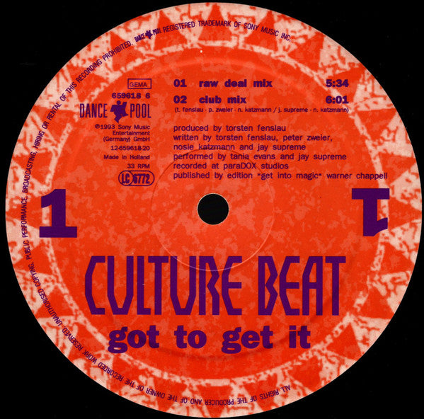 Culture Beat – Got To Get It (12", Europe - 1993)