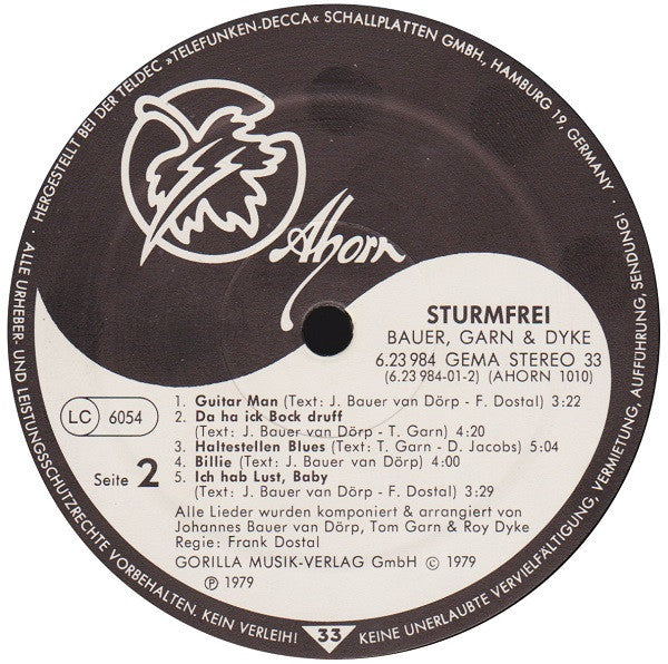 Bauer, Garn & Dyke – Sturmfrei (LP, Album, Germany - 1979)