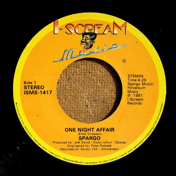 Spargo – One Night Affair (7", Netherlands - 1981)