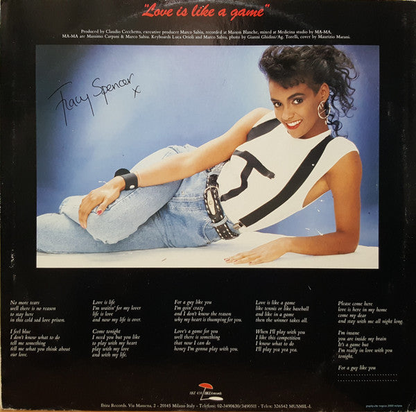 Tracy Spencer – Love Is Like A Game (12", Italy - 1986)