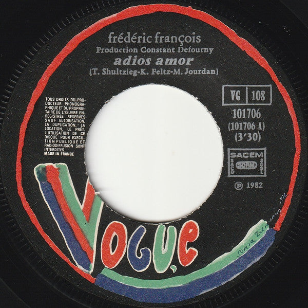Frédéric François – Adios Amor (7", France - 1982)