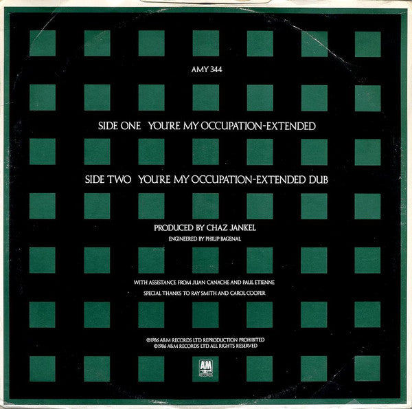 Chas Jankel, Brenda Jones – You're My Occupation (12", UK - 1986)
