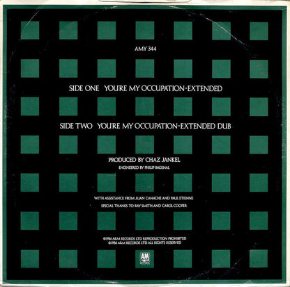 Chas Jankel, Brenda Jones – You're My Occupation (12", UK - 1986)