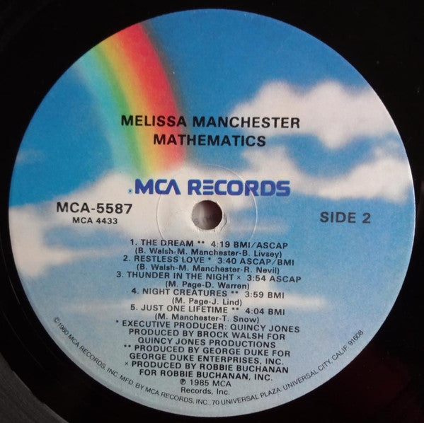 Melissa Manchester – Mathematics (LP, Album, US - 1985)