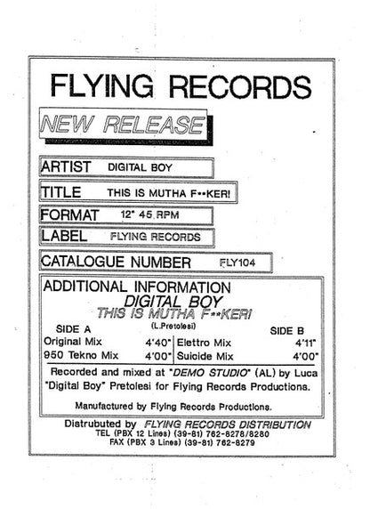 Digital Boy – This Is Mutha F**ker! (12", Italy - 1991)
