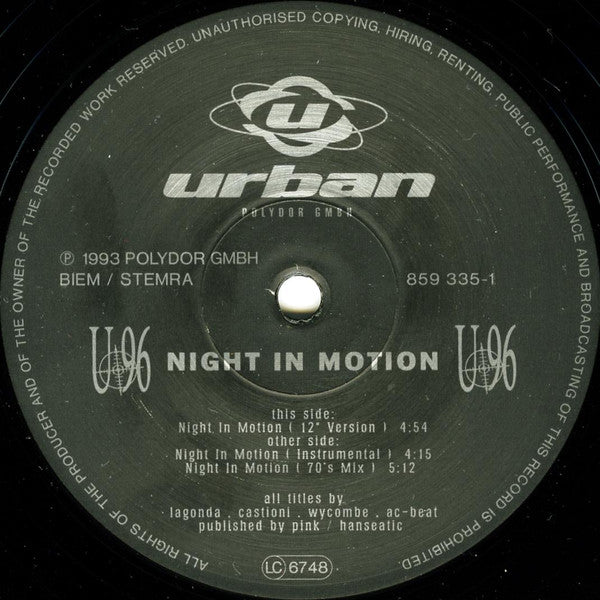 U96 – Night In Motion (12", Germany - 1993)