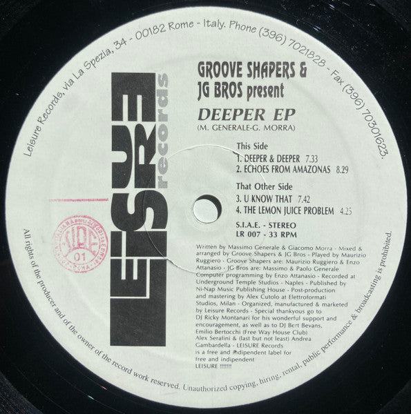 Groove Shapers, JG Bros. – Deeper EP (12", Italy)
